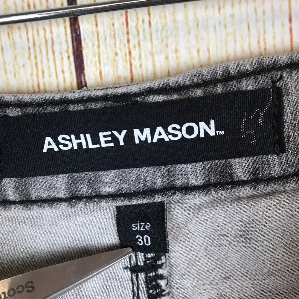 Ashley‎ Mason Distressed Boyfriend Jeans Ripped Grey Denim 30 Grunge Punk Edgy